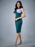 Wavy Contrast Bodycon Green Dress