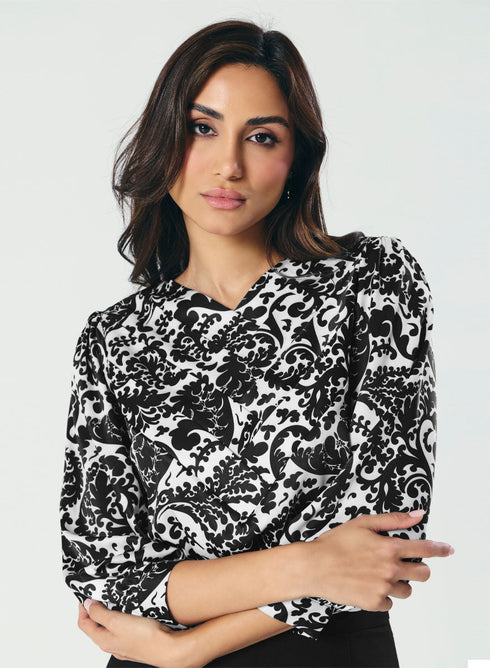 Front Neck Pleated Stylish Casual Top