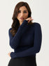 Long Sleeve Ponte Top - Navy Bue