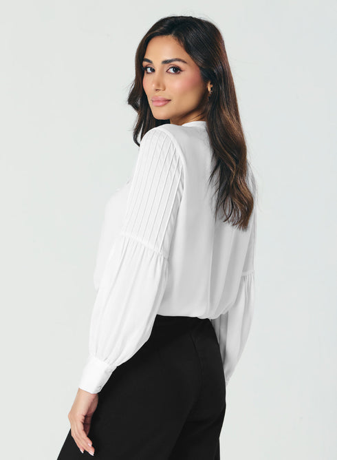 Pintucked Lantern Long Sleeve Top