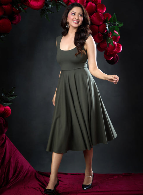 Deep Round Neck Ballerina Style Dress