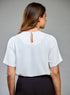 Pleated Neck Chiffon White Top