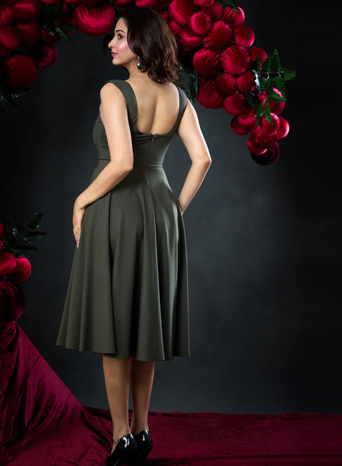 Deep Round Neck Ballerina Style Dress