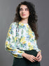 Yellow Floral Elastic Sleeve Top