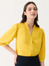 Yellow Solid Chiffon Elegant Top