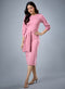 Waist Tie Ponte Bodycon Pink Dress