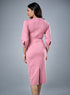 Waist Tie Ponte Bodycon Pink Dress