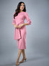 Waist Tie Ponte Bodycon Pink Dress