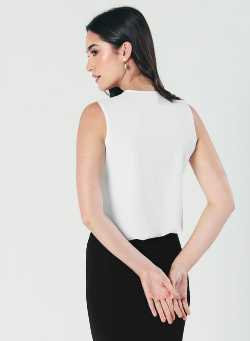 Frill And Pintuck Detailed Off-White Top