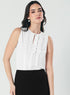 Frill And Pintuck Detailed Off-White Top