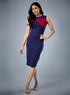 Wavy Contrast Bodycon Navy Dress
