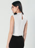 Pleated Cowl Satin Sleeveless White Top