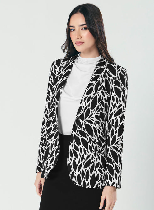 Printed Black And White Trendy Blazer