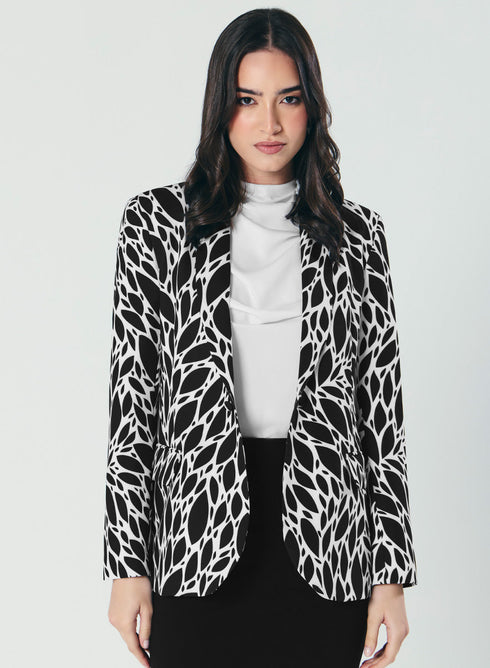 Printed Black And White Trendy Blazer