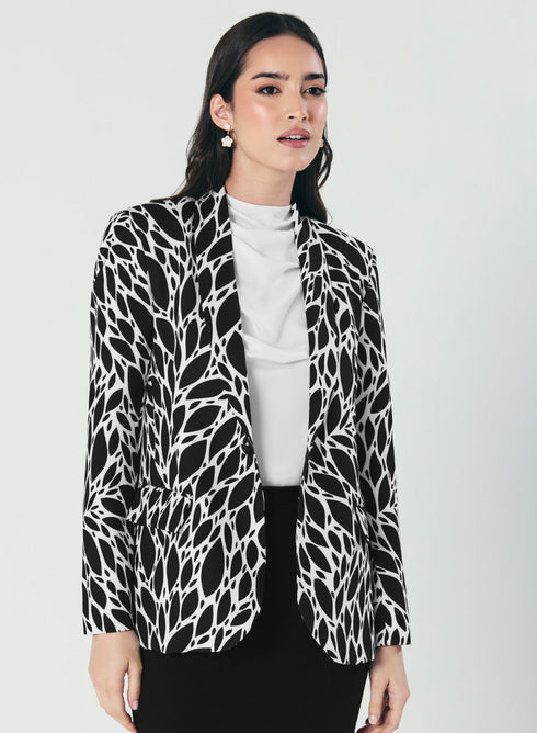Printed Black And White Trendy Blazer
