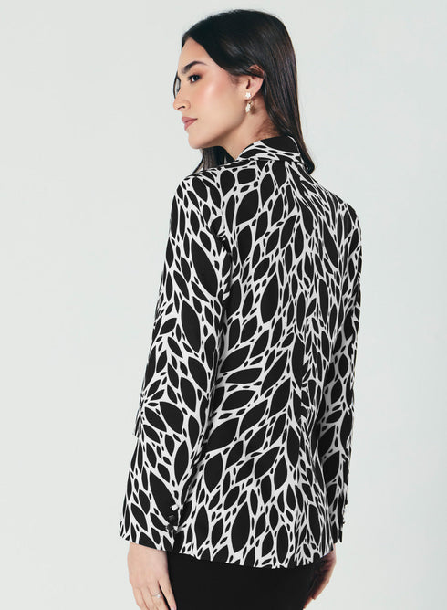 Printed Black And White Trendy Blazer