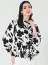 Black And White Floral Peplum Top