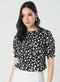 Short Sleeve Black White Printed Top