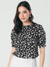 Short Sleeve Black White Printed Top