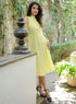 Sleeveless High Neck Cotton Yellow Dress