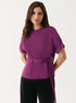 Baggy Sleeve Satin Top with Buckle