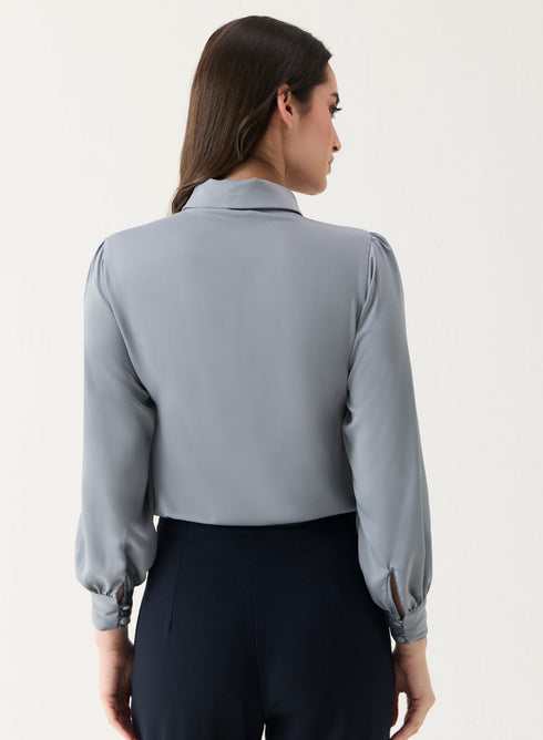 Long Sleeve Collared Gray Shirt