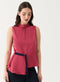 Sleeveless D-Ring Belt Dark-Pink Top