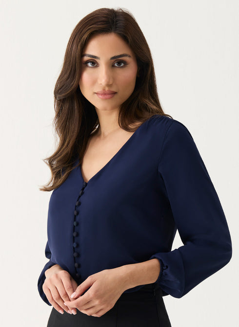 Front Buttoned Chiffon Top