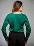 Satin Deep VNeck Dark green Top