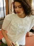 Bold Floral Embroidered Cotton White Top