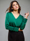 Satin Deep VNeck Dark green Top