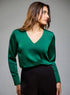 Satin Deep VNeck Dark green Top