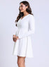Long Sleeve VNeck White Skater Dress