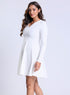 Long Sleeve VNeck White Skater Dress