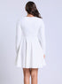 Long Sleeve VNeck White Skater Dress