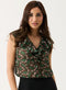 V Neck Floral-Printed Front Button Top