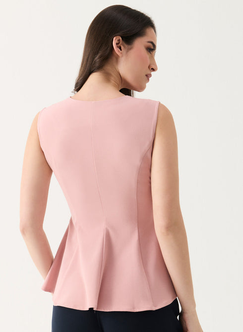 Front Open Sleeveless Top - Pink