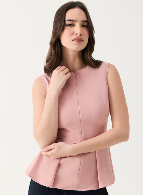 Front Open Sleeveless Top - Pink