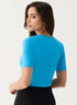 Curve V Neck Ponte Top - Blue
