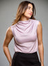 Sleeveless Pleated Shoulder Rosegold Top