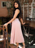 Satin A-Line Skirt - Pink