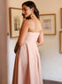 Deep V Neck Cotton Midi Dress Pink