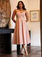 Deep V Neck Cotton Midi Dress Pink