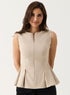 Front Open Sleeveless Top - Beige