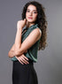 Twisted Neck Sleeveless Top - Green