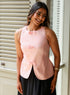 Pink Bow Attached Cotton Peplum Top