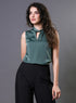 Twisted Neck Sleeveless Top - Green