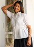 Trim Waist Tie Cotton Top White