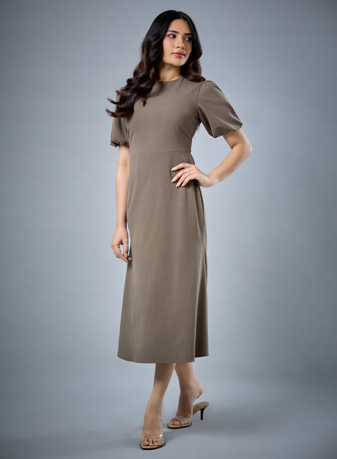 Balloon Sleeve Aline Formal Dress
