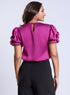 Sleeve Gathered Crepe Chiffon Top